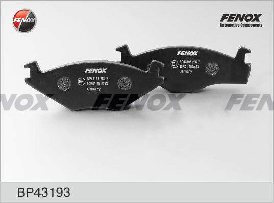 Fenox BP43193 - Тормозные колодки, дисковые, комплект autospares.lv