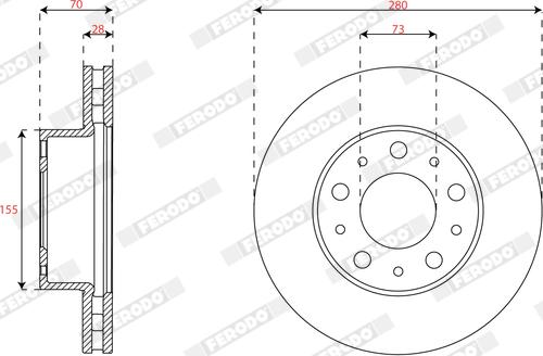 Ferodo DDF3072C - Тормозной диск autospares.lv