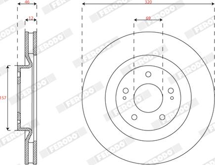 Ferodo DDF2805C - Тормозной диск autospares.lv