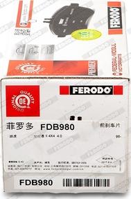 Ferodo FDB980 - Тормозные колодки, дисковые, комплект autospares.lv