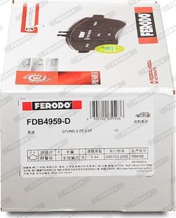 Ferodo FDB4959-D - Тормозные колодки, дисковые, комплект autospares.lv