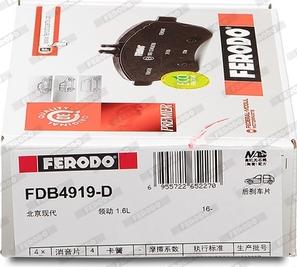 Ferodo FDB4919-D - Тормозные колодки, дисковые, комплект autospares.lv