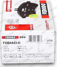 Ferodo FDB4443-D - Тормозные колодки, дисковые, комплект autospares.lv