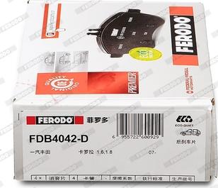 Ferodo FDB4042-D - Тормозные колодки, дисковые, комплект autospares.lv