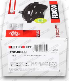 Ferodo FDB4807-D - Тормозные колодки, дисковые, комплект autospares.lv