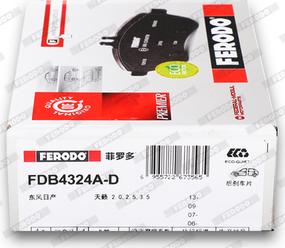 Ferodo FDB4324A-D - Тормозные колодки, дисковые, комплект autospares.lv