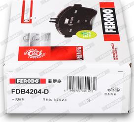 Ferodo FDB4204-D - Тормозные колодки, дисковые, комплект autospares.lv