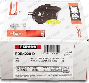 Ferodo FDB4220-D - Тормозные колодки, дисковые, комплект autospares.lv