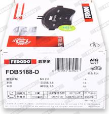 Ferodo FDB5188-D - Тормозные колодки, дисковые, комплект autospares.lv