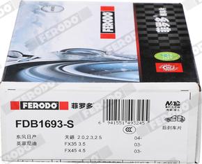 Ferodo FDB1693-S - Тормозные колодки, дисковые, комплект autospares.lv