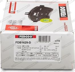 Ferodo FDB1629-D - Тормозные колодки, дисковые, комплект autospares.lv