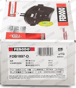 Ferodo FDB1897-D - Тормозные колодки, дисковые, комплект autospares.lv