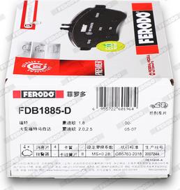 Ferodo FDB1885-D - Тормозные колодки, дисковые, комплект autospares.lv