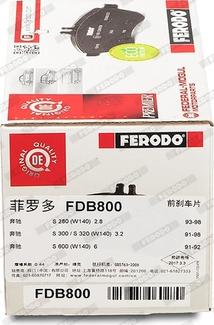 Ferodo FDB800 - Тормозные колодки, дисковые, комплект autospares.lv