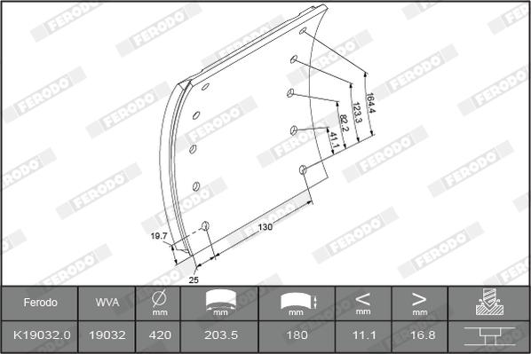 Ferodo K19032.9-F3658 - Комплект тормозных башмаков, барабанные тормоза autospares.lv