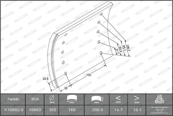 Ferodo K19892.0TG - Комплект тормозных башмаков, барабанные тормоза autospares.lv