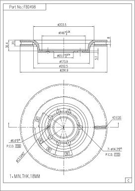 FI.BA FBD498 - Тормозной диск autospares.lv