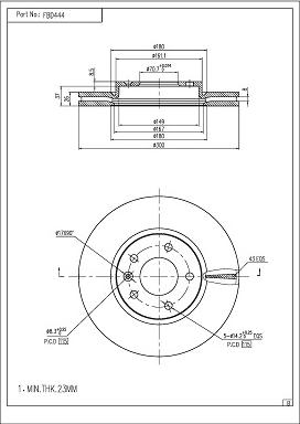 FI.BA FBD444 - Тормозной диск autospares.lv