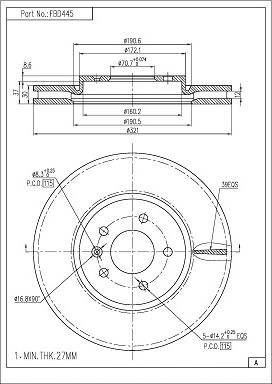 FI.BA FBD445 - Тормозной диск autospares.lv