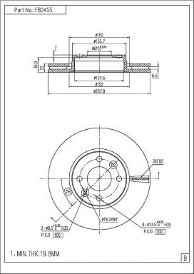 FI.BA FBD455 - Тормозной диск autospares.lv