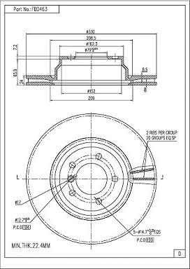 FI.BA FBD463 - Тормозной диск autospares.lv