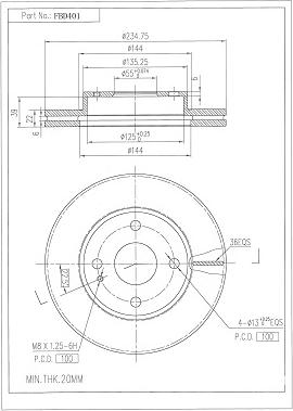 FI.BA FBD401 - Тормозной диск autospares.lv