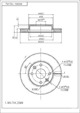 FI.BA FBD408 - Тормозной диск autospares.lv