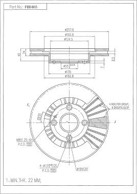 FI.BA FBD403 - Тормозной диск autospares.lv