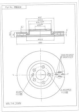 FI.BA FBD419 - Тормозной диск autospares.lv