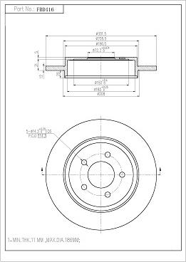 FI.BA FBD416 - Тормозной диск autospares.lv