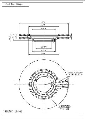 FI.BA FBD411 - Тормозной диск autospares.lv