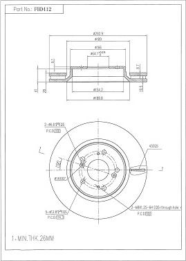 FI.BA FBD412 - Тормозной диск autospares.lv