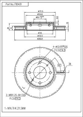 FI.BA FBD431 - Тормозной диск autospares.lv
