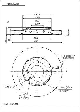 FI.BA FBD424 - Тормозной диск autospares.lv