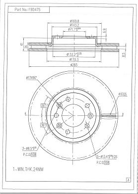 FI.BA FBD475 - Тормозной диск autospares.lv