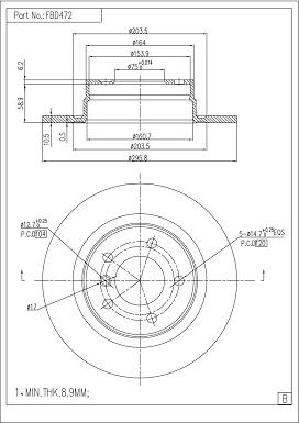 FI.BA FBD472 - Тормозной диск autospares.lv