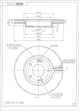 FI.BA FBD508 - Тормозной диск autospares.lv