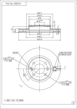 FI.BA FBD514 - Тормозной диск autospares.lv