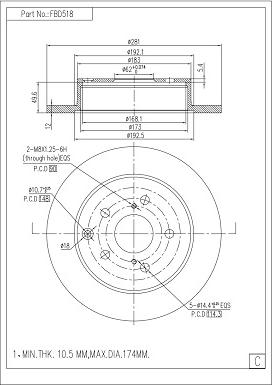 FI.BA FBD518 - Тормозной диск autospares.lv