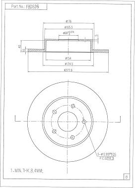 FI.BA FBD526 - Тормозной диск autospares.lv