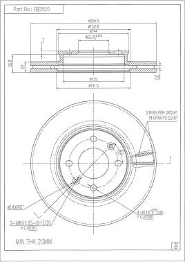 FI.BA FBD520 - Тормозной диск autospares.lv