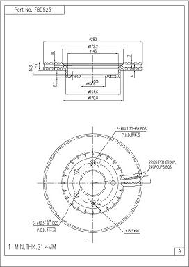 FI.BA FBD523 - Тормозной диск autospares.lv