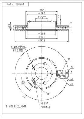 FI.BA FBD195 - Тормозной диск autospares.lv