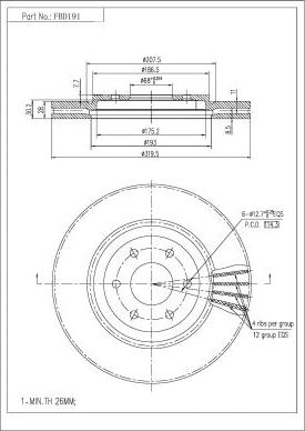 FI.BA FBD191 - Тормозной диск autospares.lv