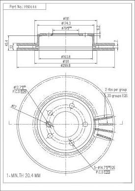 FI.BA FBD144 - Тормозной диск autospares.lv