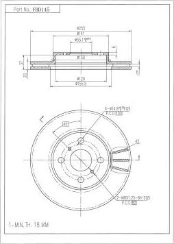 FI.BA FBD145 - Тормозной диск autospares.lv