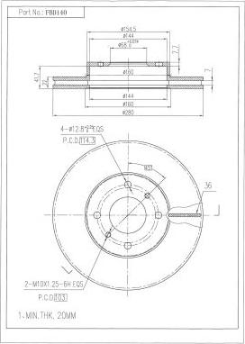 FI.BA FBD140 - Тормозной диск autospares.lv