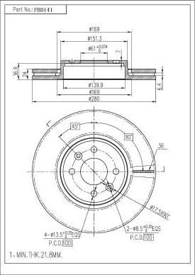 FI.BA FBD141 - Тормозной диск autospares.lv