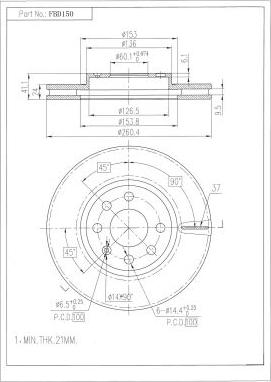 FI.BA FBD150 - Тормозной диск autospares.lv