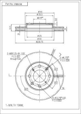 FI.BA FBD158 - Тормозной диск autospares.lv